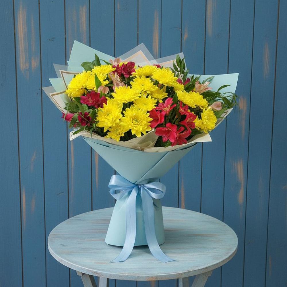 Букет цветов из: Альстромерии и Хризантемы в Маршале Жукове