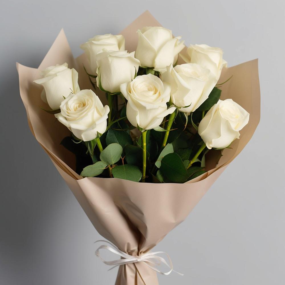 Букет 9 Белых роз Эдлесс Лав в Маршале Жукове