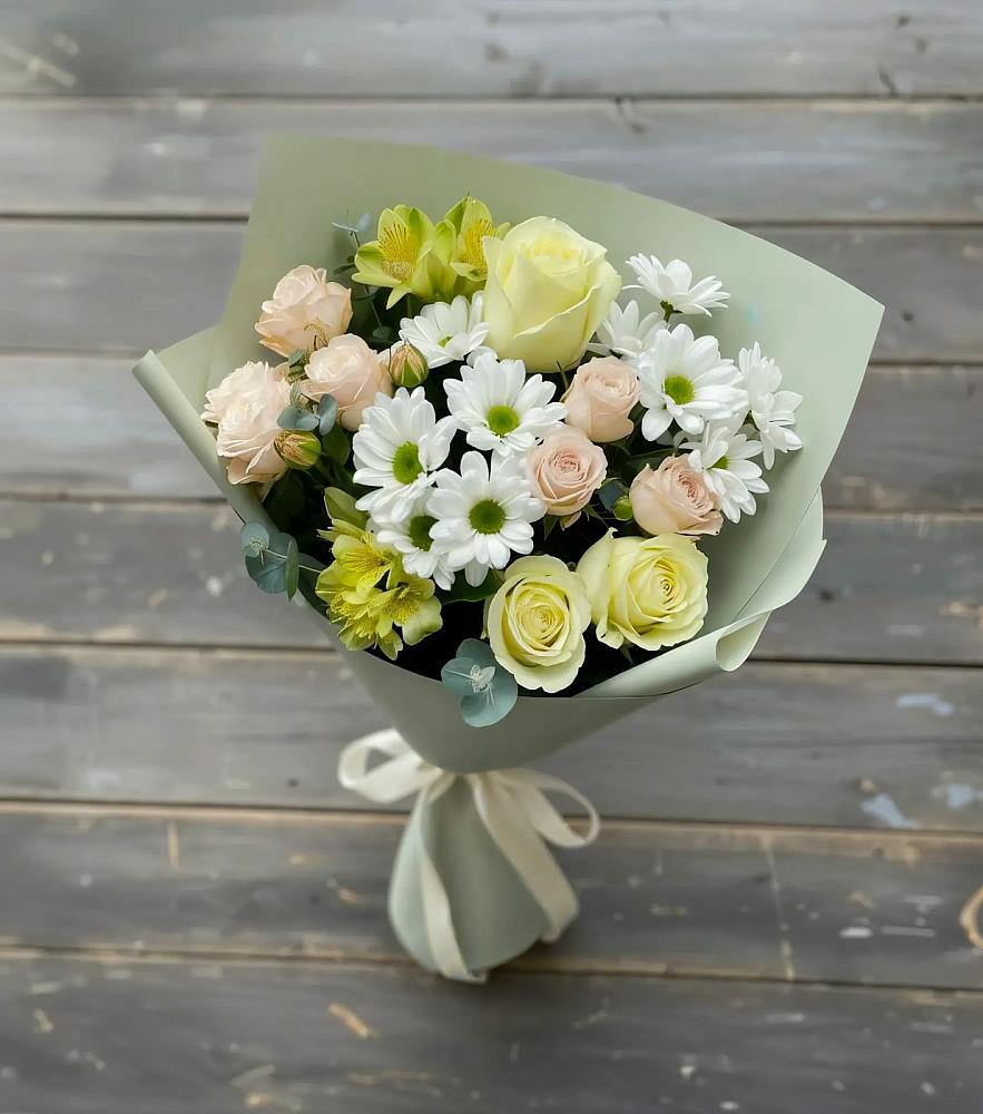 Букет цветов из: Альстромерии, Розы и Хризантемы в Маршале Жукове