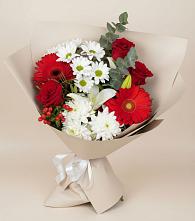 Букет цветов из:  Розы, Хризантемы, Герберы и Лилии в Маршале Жукове