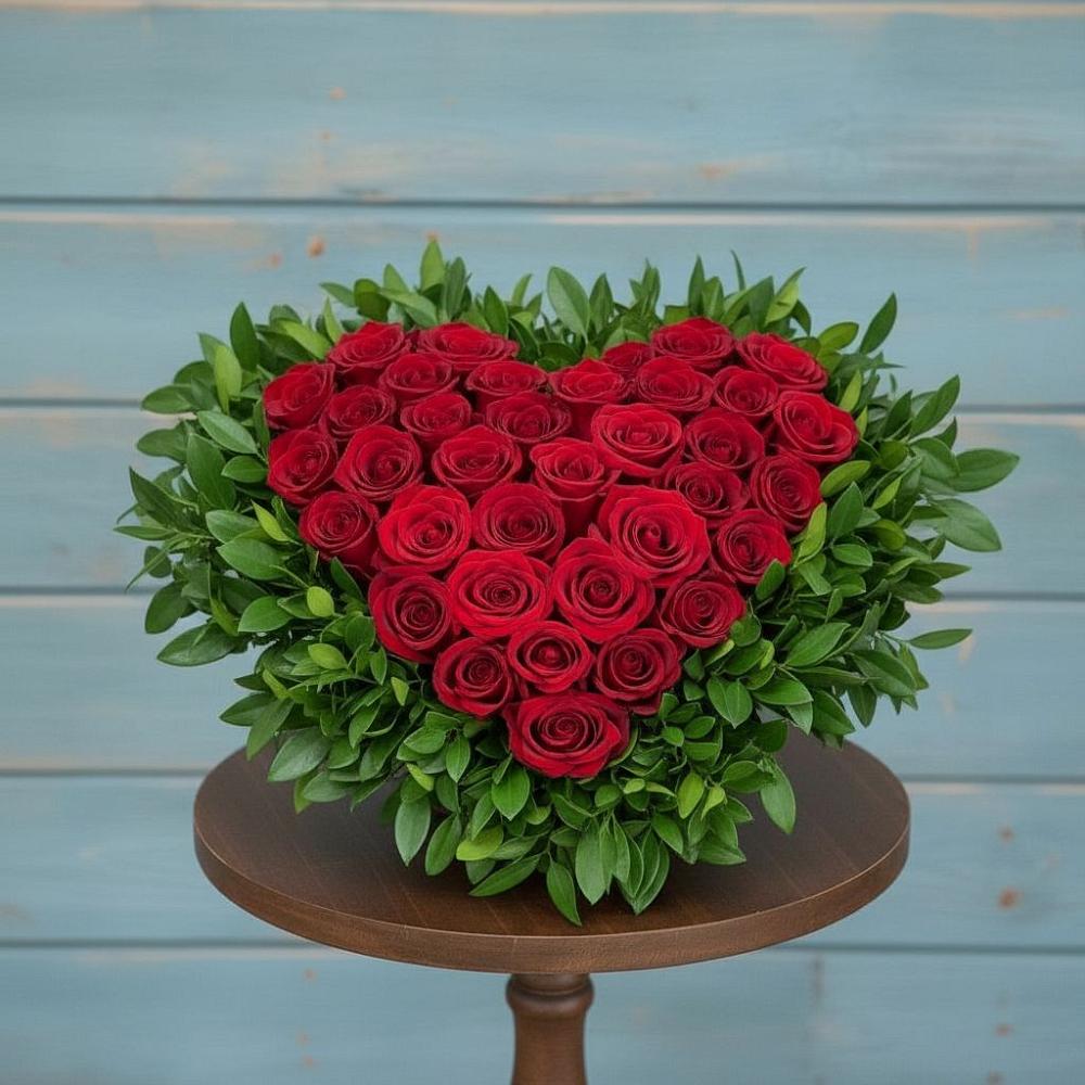 Цветочная композиция из Розы в виде сердца в Маршале Жукове