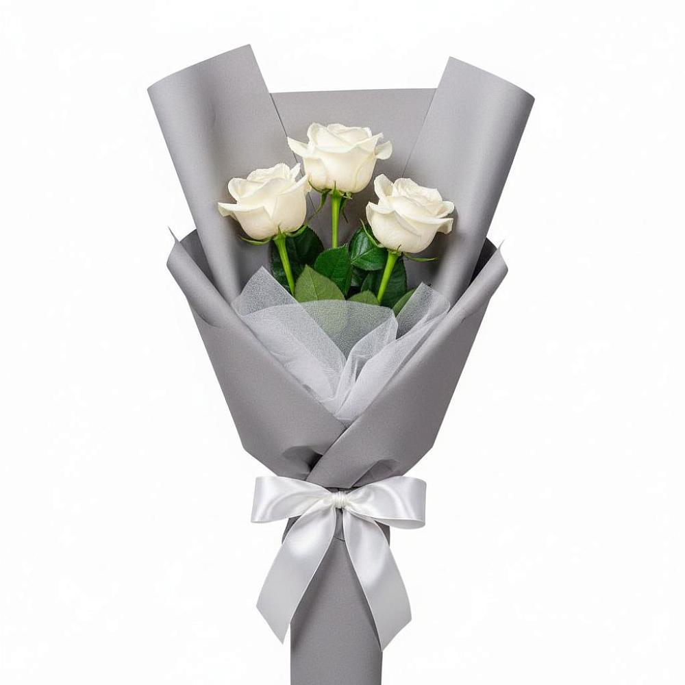 Букет 3 белые розы в Маршале Жукове
