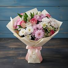 Букет цветов из:  Хризантемы, Альстромерии и Розы в Маршале Жукове